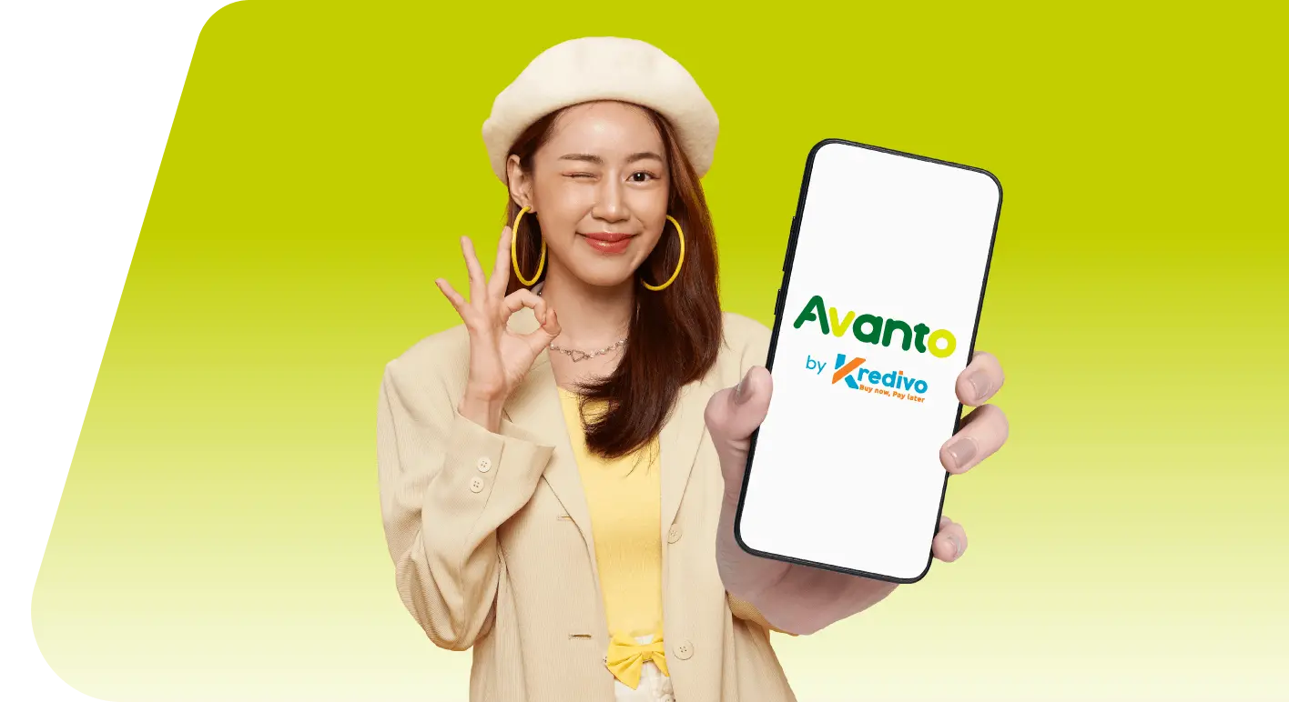 Man holding Samsung phone with Finance+ logo